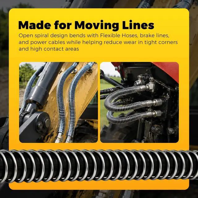 Alt view image 6 of 7 - Hydraulic Hose Protector 1/2 Inch - 20 Ft 304 Stainless Steel Spring Hose Sleeve, 13mm ID 15mm OD Spiral Cable Guard for Flexible Hoses, Cables, Hydraulic Lines, Heavy Machinery