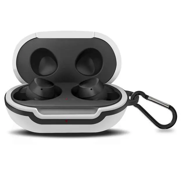 Alt view image 2 of 7 - Silicone Cover Case for Samsung Galaxy Buds+, Buds 2 True Wireless Earbuds, Earbud Protection with Keychain (White)