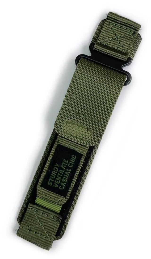 Main image of Nylon Watch Band Compatible with Garmin Quick Fit Hook & Loop Sport Strap with Stainless Steel Buckle Army Green/Black/Orange
