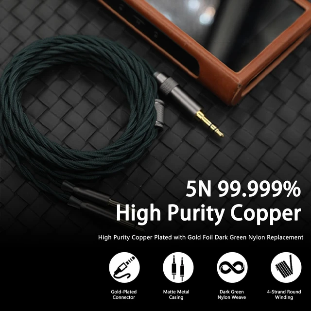 Alt view image 3 of 7 - 4.4mm Headphone Cable High Purity Copper Plated with Gold Foil Replacement Cable Compatible with Hifiman Sundara,Ananda,Arya,He400se,1.5m,Dual 3.5mm to 4.4mm