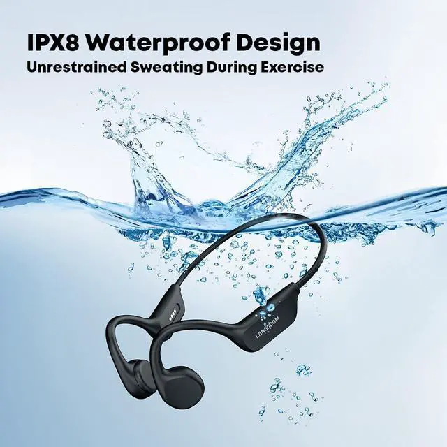 Alt view image 2 of 7 - BE17 Bone Conduction Headphones, Open-Ear, IPX8 Waterproof, 10 Hours Playtime, Bluetooth 5.4, 32GB Built-in Memory, Lightweight and Comfortable for Sports & Running