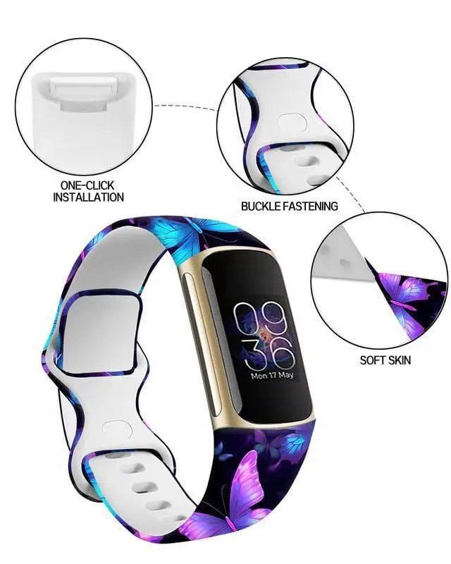 Alt view image 2 of 6 - Sport Bands Compatible with Charge 6 /Charge 5 for Women Men,Soft Waterproof Replacement Straps Wristbands for Charge Advanced Fitness Tracker