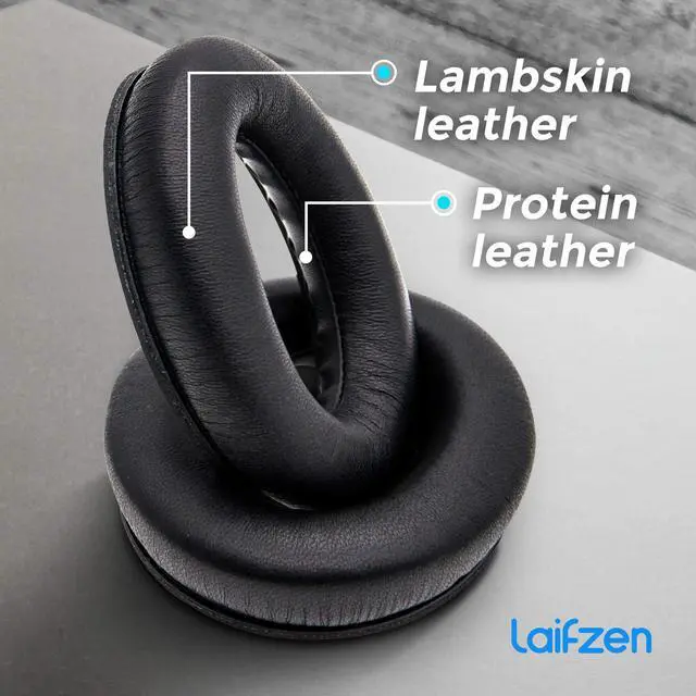 Alt view image 3 of 7 - Lambskin QC45 Earpads Cushions Replacement Ear Pads for Bose QC 45 QuietComfort Sheepskin Leather Handpicked-Quality (QC45 Black)