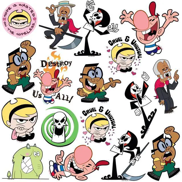Alt view image 3 of 6 - The Grim Adventures of Billy and Mandy 200 Vinyl Stickers Waterproof Decals