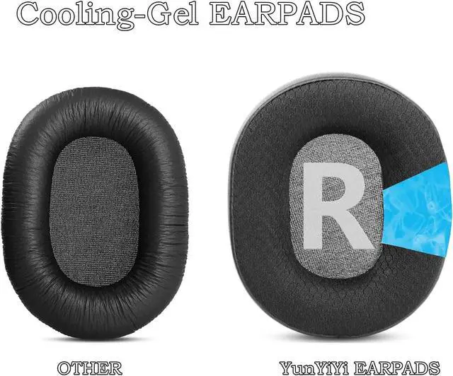 Alt view image 5 of 6 - Cooling Gel Earpads for PreSonus HD5/HD9/Eris HD10BT Headphones | Replacement Cushions with Mesh Fabric High Density Noise Cancelling Foam, Added Thickness-Black