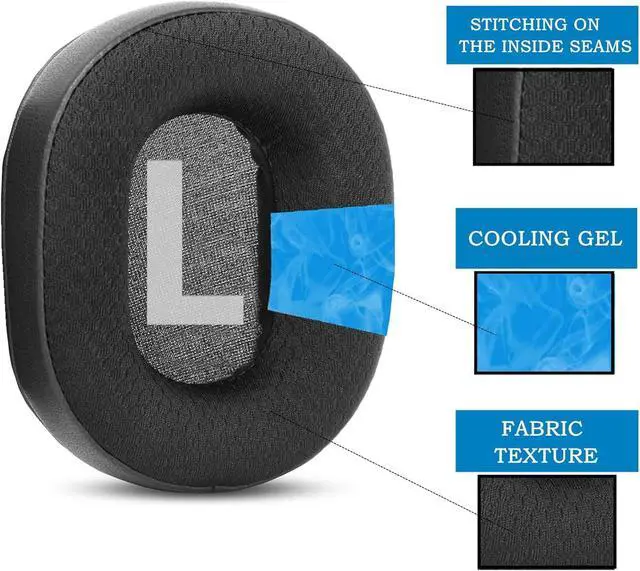 Alt view image 3 of 6 - Cooling Gel Earpads for PreSonus HD5/HD9/Eris HD10BT Headphones | Replacement Cushions with Mesh Fabric High Density Noise Cancelling Foam, Added Thickness-Black