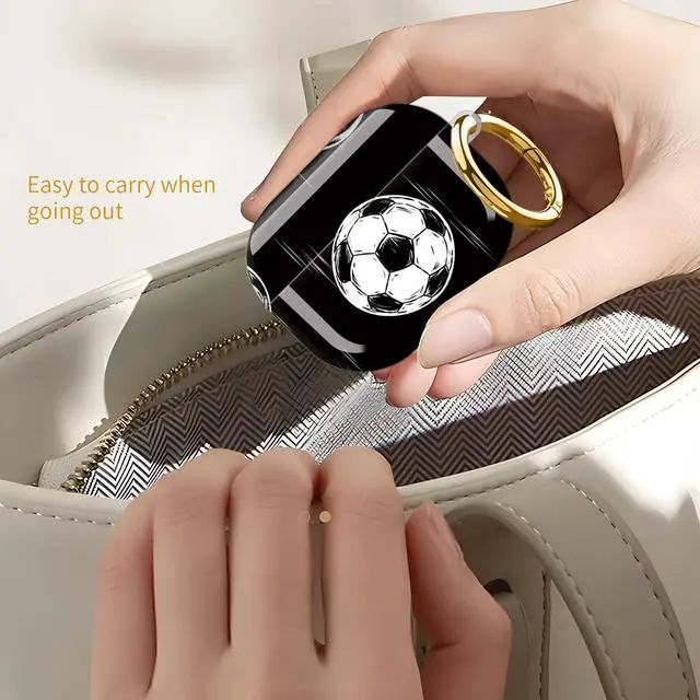 Alt view image 6 of 6 - Case for AirPod Pro 3 Case 2025, Slim Shockproof Protective Cover with Keychain Ring, Wireless Charging Compatible, Stylish Durable Design for Women(Soccer Ball Black White)