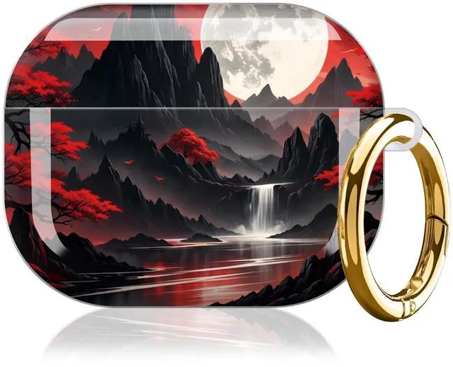 Main image of Case for AirPod Pro 3 Case 2025, Slim Shockproof Protective Cover with Keychain Ring, Wireless Charging Compatible, Stylish Durable Design for Women(Mountain Landscape Red Trees)