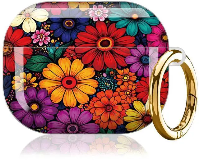 Main image of Case for AirPod Pro 3 Case 2025, Slim Shockproof Protective Cover with Keychain Ring, Wireless Charging Compatible, Stylish Durable Design for Women(Colorful Floral)