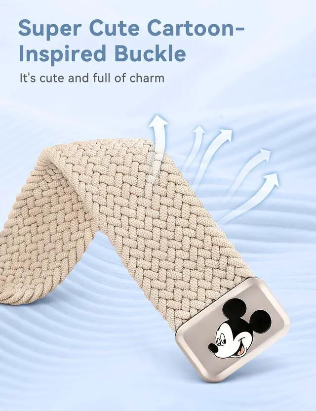 Alt view image 3 of 6 - Cartoon Band Compatible with Versa Sense Women | Elastic Braided Stretchy Nylon Strap, Soft Breathable Sport Wristband, for Versa 4/3/Sense 2/Sense