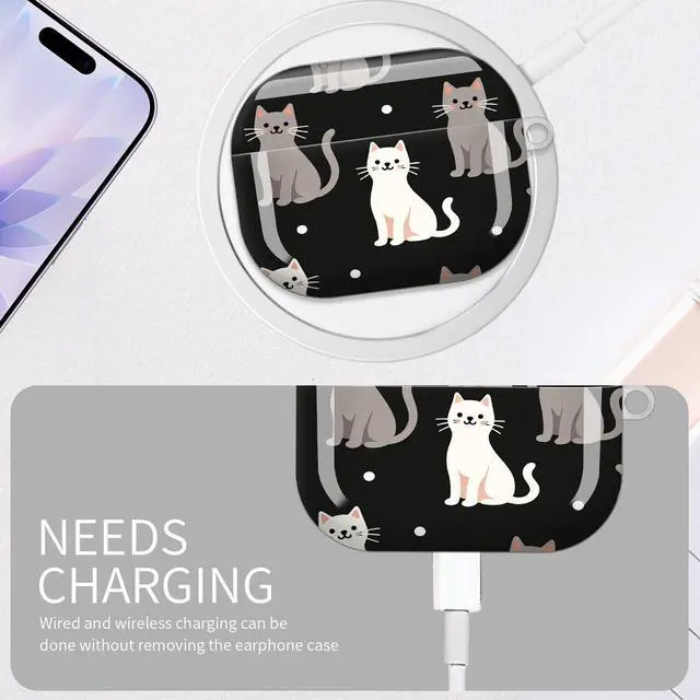 Alt view image 5 of 6 - Case for AirPod Pro 3 Case 2025, Slim Shockproof Protective Cover with Keychain Ring, Wireless Charging Compatible, Stylish Durable Design for Women(Cute Cats)