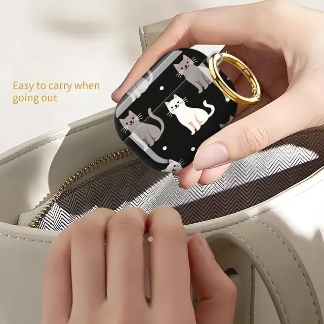 Alt view image 6 of 6 - Case for AirPod Pro 3 Case 2025, Slim Shockproof Protective Cover with Keychain Ring, Wireless Charging Compatible, Stylish Durable Design for Women(Cute Cats)