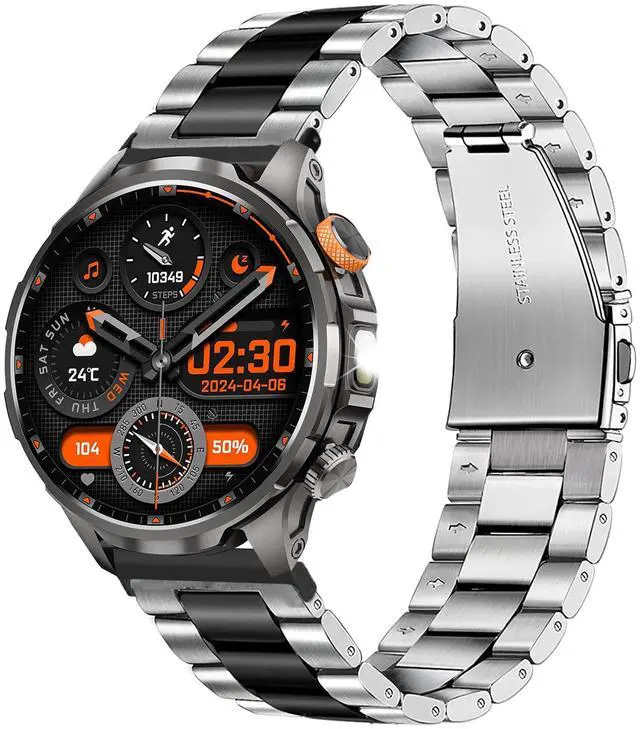 Main image of Compatible with BANLVS Military Smart Watches Band, Stainless Steel Metal Replacement Straps Compatible with BANLVS C32 Pro, AK90, G68 Military Smart Watches