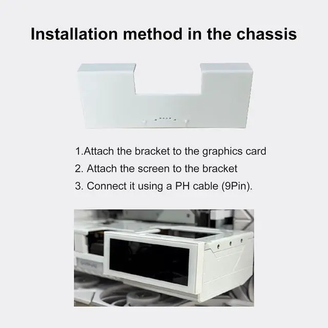 Alt view image 4 of 6 - 4.6" LCD Screen Inside PC Case Screen with Desktop Stand - Customizable PC Temperature Display Panel for Computer Setup, GPU CPU FPS RAM HDD Computer Temp Monitor (White)