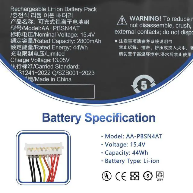 Alt view image 2 of 7 - AA-PBSN4AT Laptop Battery for Samsung Galaxy Book 15.6" NP750TDA NP750XDA NP755XDA NP750TDA-XD1US NP750XDA-KD1SE NP750XDA-KD5UK NP750TDA-XD2US NP750XDA-KD7IT Series Notebook BA43-00391B 15.4V 44Wh