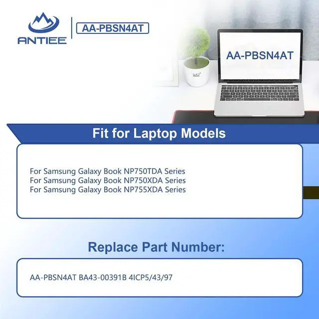 Alt view image 3 of 7 - AA-PBSN4AT Laptop Battery for Samsung Galaxy Book 15.6" NP750TDA NP750XDA NP755XDA NP750TDA-XD1US NP750XDA-KD1SE NP750XDA-KD5UK NP750TDA-XD2US NP750XDA-KD7IT Series Notebook BA43-00391B 15.4V 44Wh