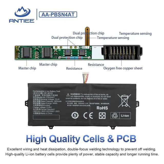 Alt view image 4 of 7 - AA-PBSN4AT Laptop Battery for Samsung Galaxy Book 15.6" NP750TDA NP750XDA NP755XDA NP750TDA-XD1US NP750XDA-KD1SE NP750XDA-KD5UK NP750TDA-XD2US NP750XDA-KD7IT Series Notebook BA43-00391B 15.4V 44Wh