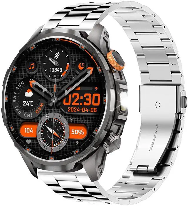 Main image of Compatible with BANLVS Military Smart Watches Band, Stainless Steel Metal Replacement Straps Compatible with BANLVS C32 Pro, AK90, G68 Military Smart Watches