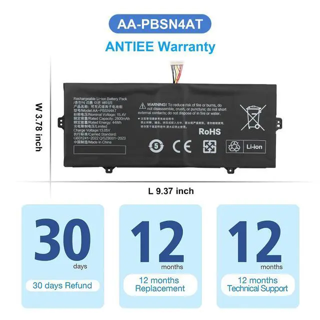 Alt view image 7 of 7 - AA-PBSN4AT Laptop Battery for Samsung Galaxy Book 15.6" NP750TDA NP750XDA NP755XDA NP750TDA-XD1US NP750XDA-KD1SE NP750XDA-KD5UK NP750TDA-XD2US NP750XDA-KD7IT Series Notebook BA43-00391B 15.4V 44Wh