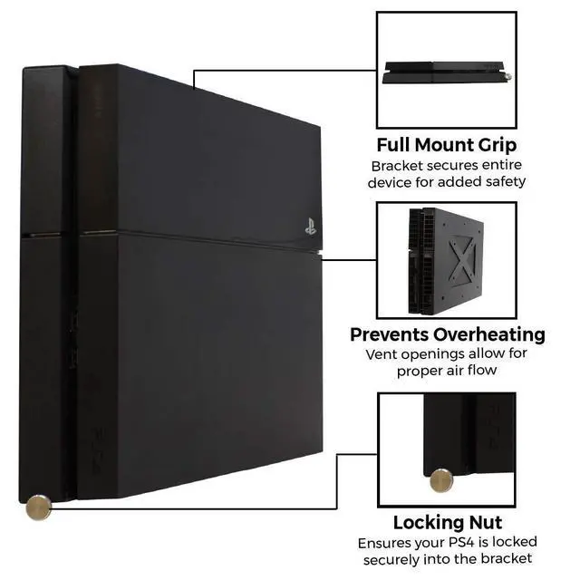 Alt view image 4 of 6 - Wall Mount Compatible with Original PS4 Fat Version | Mount on Wall or Back of TV with VESA Pattern, Does Not Work with Slim or Pro PS4, Hardware Included