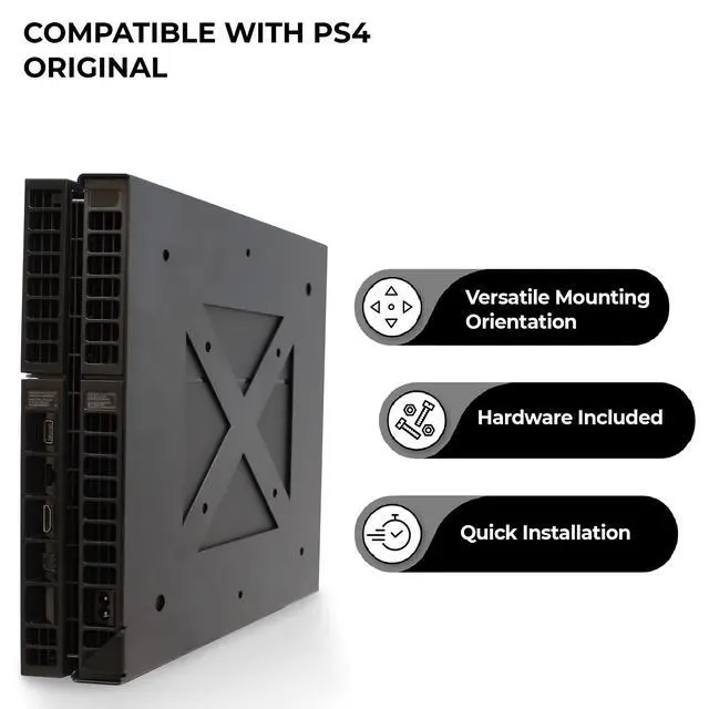 Alt view image 5 of 6 - Wall Mount Compatible with Original PS4 Fat Version | Mount on Wall or Back of TV with VESA Pattern, Does Not Work with Slim or Pro PS4, Hardware Included