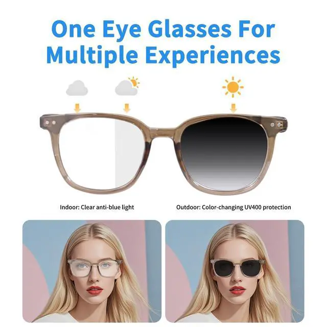 Alt view image 3 of 7 - AI Smart Glasses, Bluetooth Translation Glasses for Men Women, Smart Audio Sunglasses with Real Time Translation(160+Languages), Photochromic Lenses, Music Blue Light Glasses for Travel Business-C