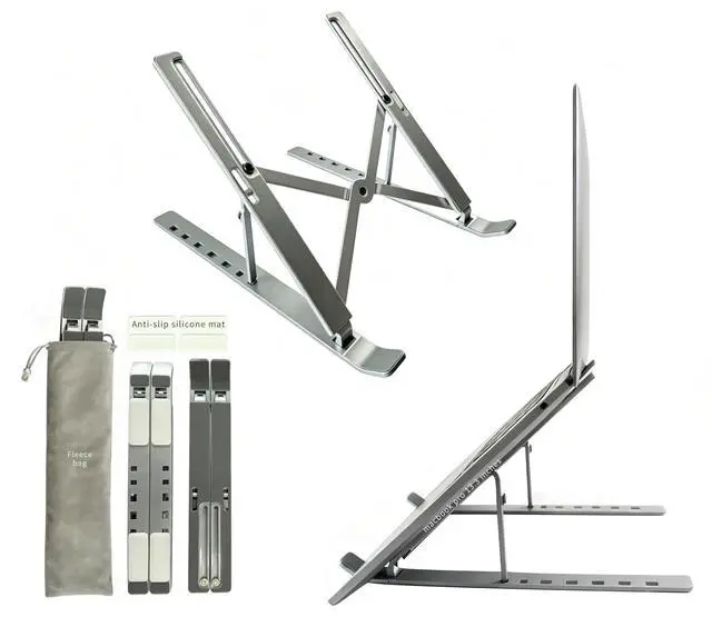 Main image of Desktop Laptop Stand, iPad Stand, Aluminum Alloy, Portable Foldable, 7 Level Adjustable, Ergonomic, Suitable for Laptops up to 18 Inches, Easily Put it in Bag and Use Anywhere