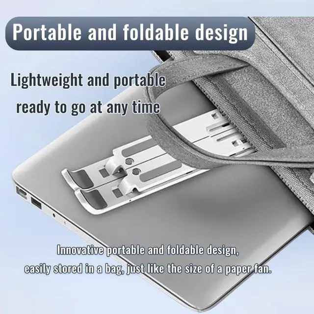Alt view image 3 of 5 - Desktop Laptop Stand, iPad Stand, Aluminum Alloy, Portable Foldable, 7 Level Adjustable, Ergonomic, Suitable for Laptops Up to 18 Inches, Easily Put it in Bag and use it Anywhere (1, Black)