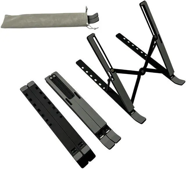 Main image of Desktop Laptop Stand, iPad Stand, Aluminum Alloy, Portable Foldable, 7 Level Adjustable, Ergonomic, Suitable for Laptops Up to 18 Inches, Easily Put it in Bag and use it Anywhere (1, Black)
