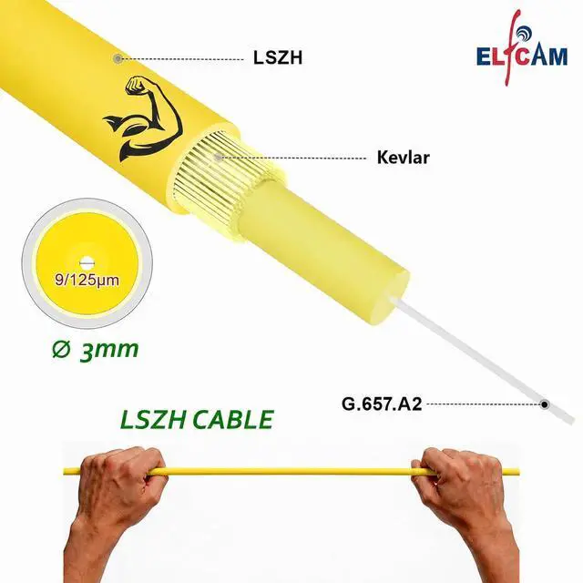 Alt view image 3 of 7 - ® - 25m/82ft Fiber Optic Cable SCA to LCA Singlemode Simplex, 9/125m LSZH Optical Patchcord Yellow 25 Meter