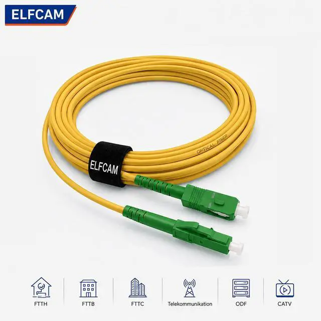 Alt view image 5 of 7 - ® - 25m/82ft Fiber Optic Cable SCA to LCA Singlemode Simplex, 9/125m LSZH Optical Patchcord Yellow 25 Meter