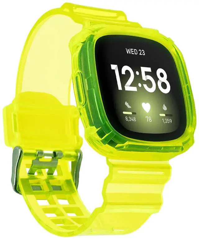 Main image of Band Compatible with Fitbit Versa 4,Versa 3,Sense for Women Men, Clear Bumper Protective Case Replacement Wristbands Band Accessories Straps for Fitbit Sense & Versa 3 & Versa 4 & Sense 2