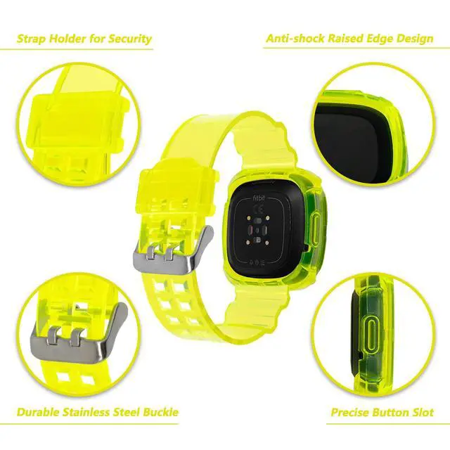 Alt view image 3 of 6 - Band Compatible with Fitbit Versa 4,Versa 3,Sense for Women Men, Clear Bumper Protective Case Replacement Wristbands Band Accessories Straps for Fitbit Sense & Versa 3 & Versa 4 & Sense 2