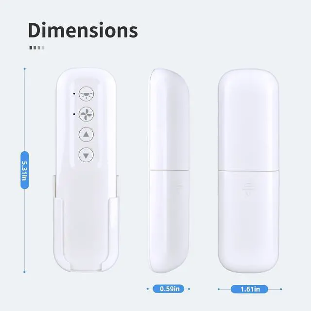 Alt view image 6 of 6 - Remote Control 99813 ONLY for Hunter Ceiling Fan 99814 99106 Fan Receivers | with Wall Mount, 3-Speed Control, Light Dimming, without Receiver