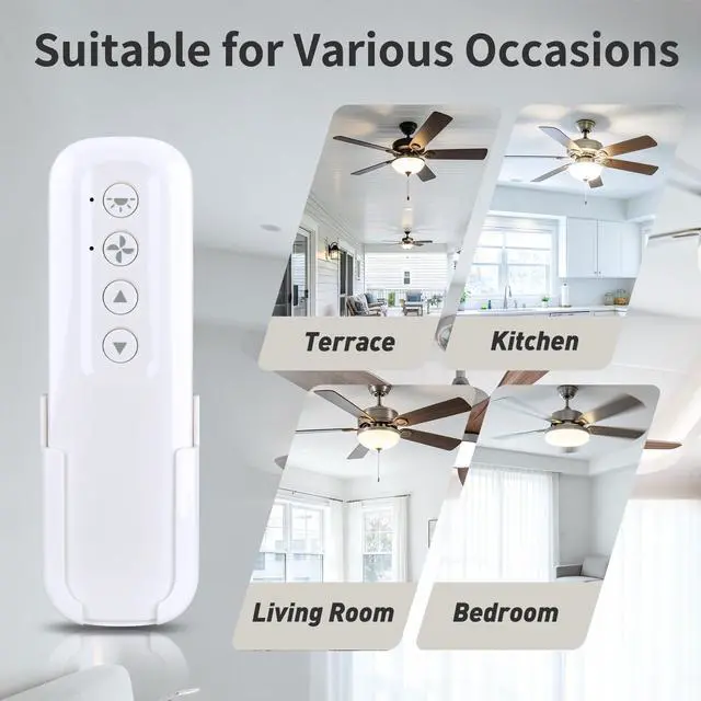 Alt view image 5 of 6 - Remote Control 99813 ONLY for Hunter Ceiling Fan 99814 99106 Fan Receivers | with Wall Mount, 3-Speed Control, Light Dimming, without Receiver