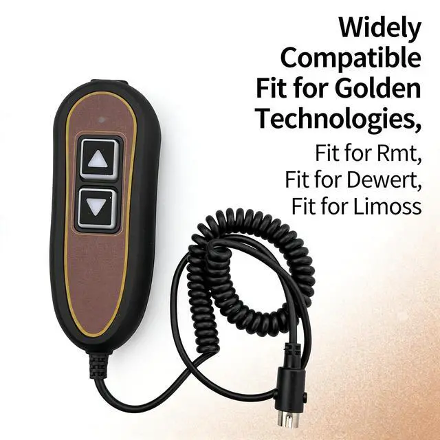 Alt view image 2 of 5 - 2 Button 5 Pin Remote Compatible with Golden Technologies Lift Chairs | Hand Control Switch USB and Backlight Replace ZK1200-HC