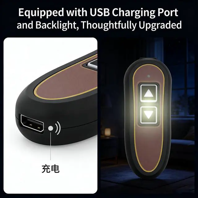 Alt view image 4 of 5 - 2 Button 5 Pin Remote Compatible with Golden Technologies Lift Chairs | Hand Control Switch USB and Backlight Replace ZK1200-HC