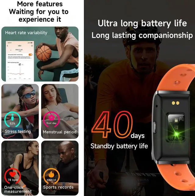 Alt view image 5 of 6 - Wearable Health, Fitness & Activity Tracker, 5ATM Waterproof Mens Smartwatch, Call ReminderFitness Tracker for Android iPhones, SpO2Heart Rate Tracking Sleep Monitoring, 2 Straps (Black)