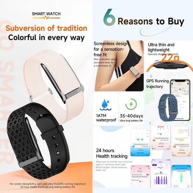 Alt view image 2 of 6 - Wearable Health, Fitness & Activity Tracker, 5ATM Waterproof Mens Smartwatch, Call ReminderFitness Tracker for Android iPhones, SpO2Heart Rate Tracking Sleep Monitoring, 2 Straps (Black)