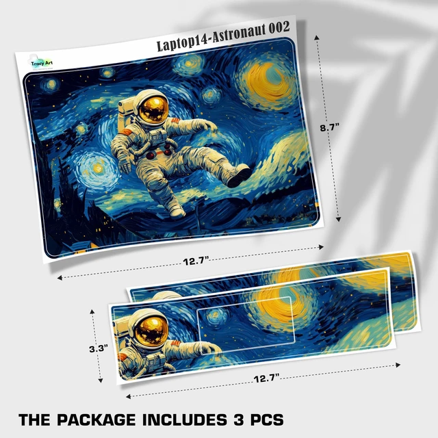 Alt view image 2 of 7 - Laptop Skin Decal HP 14" - Astronaut Art, Laptop Cover Sticker, No Cutting Required, No Bubble, Waterproof, Scratch Resistant - Including Wide Screen and Wrist Pad