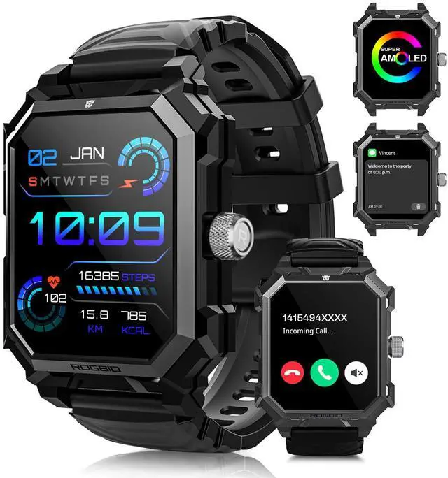 Main image of Smart Watch for Men (Answer/Make Call) 1.96" Military Smartwatch 680mAh Battery IP69 Waterproof Smart Watches Fitness Activity Tracker With Blood Pressure Heart Rate Sleep Monitor for Android Phones