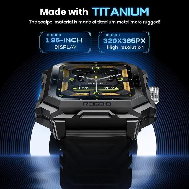 Alt view image 6 of 6 - Smart Watch for Men (Answer/Make Call) 1.96" Military Smartwatch 680mAh Battery IP69 Waterproof Smart Watches Fitness Activity Tracker With Blood Pressure Heart Rate Sleep Monitor for Android Phones