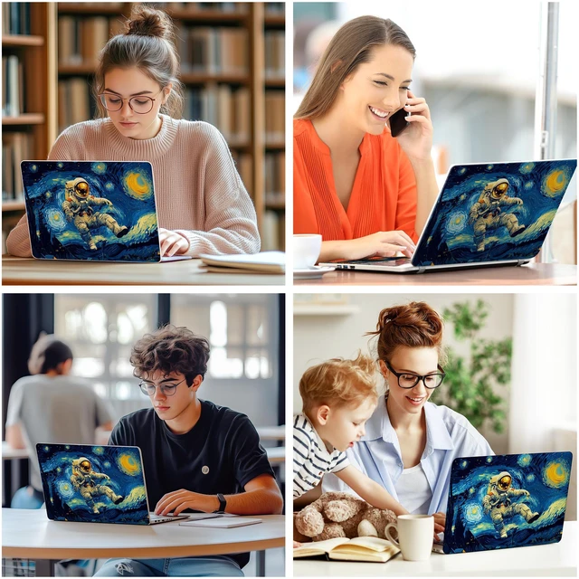 Alt view image 7 of 7 - Laptop Skin Decal HP 14" - Astronaut Art, Laptop Cover Sticker, No Cutting Required, No Bubble, Waterproof, Scratch Resistant - Including Wide Screen and Wrist Pad