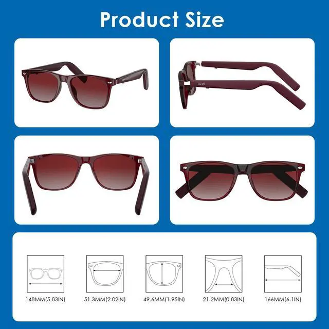 Alt view image 6 of 6 - AI Glasses, Smart Glasses Powered by ChatGPT, Real-Time AI Translation | Polarized lens, AI translation in 145 languages, Handsfree calls, Immersive audio, Holds AI conversations, 11H Playtime