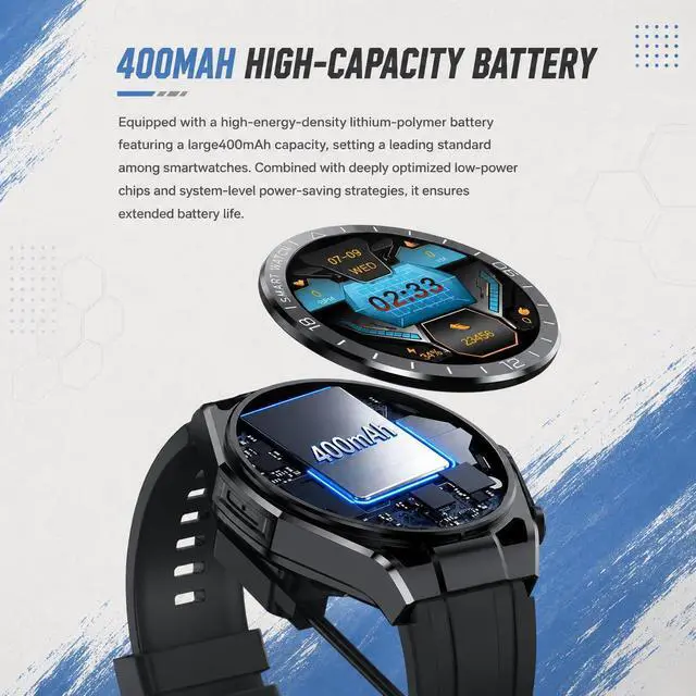Alt view image 3 of 6 - 2 in 1 Smart Watch with Earbuds, 1.52" IPS Colorful Full Touch Screen Bluetooth Smartwatch for Men Women, Long Time Standby Men Women Sports Smart Watch Fitness Tracker (Black)