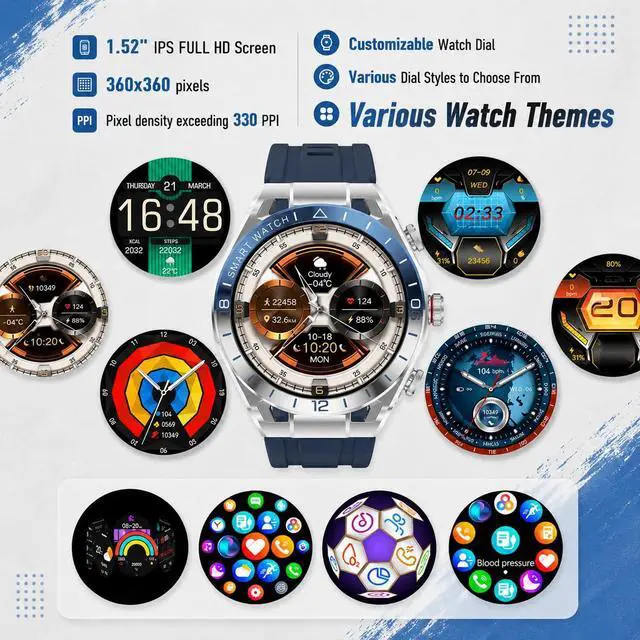 Alt view image 4 of 6 - 2 in 1 Smart Watch with Earbuds, 1.52" IPS Colorful Full Touch Screen Bluetooth Smartwatch for Men Women, Long Time Standby Men Women Sports Smart Watch Fitness Tracker (Black)