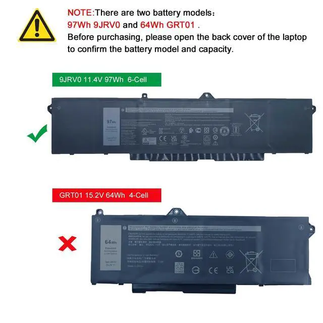Alt view image 7 of 7 - 9JRV0 97Wh Battery Replacement for Dell Precision 3581 3571 3561 Alienware m18 R1/Alienware m17 R5 AMD Latitude 5531 5521 Series Laptop 0R05P0 05RGW 0P3TJ 53XP7 8071mAh 11.4V