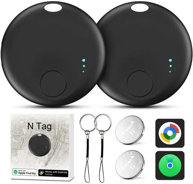 Main image of Air Tracker Tags for Android or iOS, Dual System Air Tracker-2 Pack, Bluetooth Tracking Tag Compatible with iOS Find My or Google Find Hub App, Smart Tracker Tags Key Finder for Key Wallet (Black)