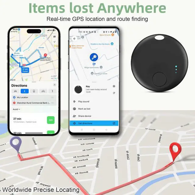 Alt view image 5 of 6 - Air Tracker Tags for Android or iOS, Dual System Air Tracker-2 Pack, Bluetooth Tracking Tag Compatible with iOS Find My or Google Find Hub App, Smart Tracker Tags Key Finder for Key Wallet (Black)