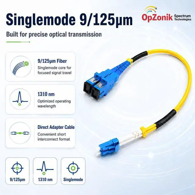 Alt view image 5 of 7 - 1FT LC to SC Fiber Optic Adapter Cable Singlemode 9/125um Duplex, LC Male to SC Female Fiber Adapter Cable 0.3 Meter (1FT)